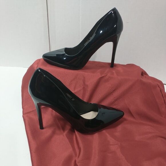 Elena Women's Black Patent Leather   Stripper/ Dominatrix Sz /EU37/US7 - Picture 2 of 10